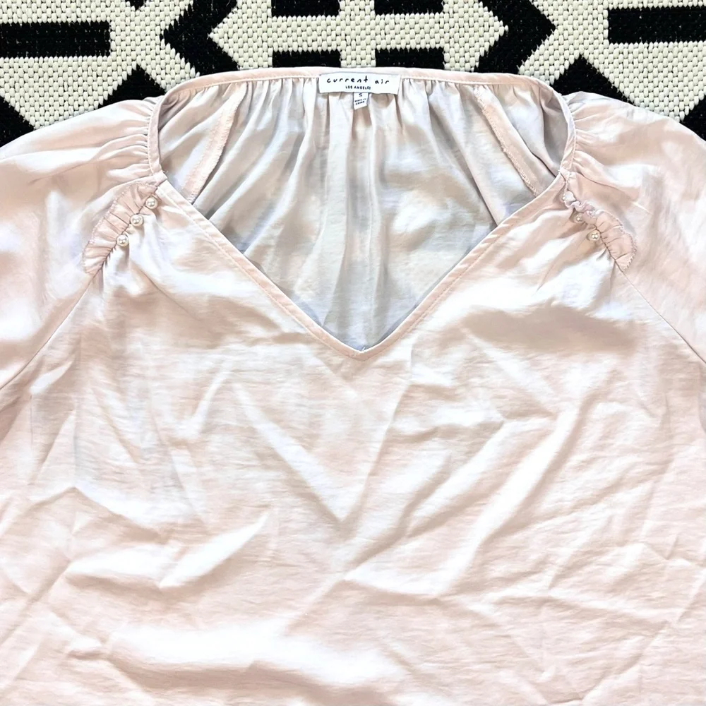 Current Air x Anthropologie Rawna Bell Sleeve Pearl Detail Blouse Small
